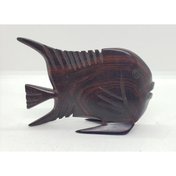 Vintage Hand Carved Wood Fish Figurine Sculpture Home Decor Folk Art Angel - Picture 2 of 9